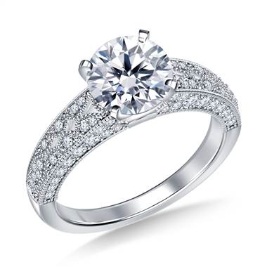 Vintage Style Pave Set Diamond Engagement Ring in Platinum (5/8 cttw.)