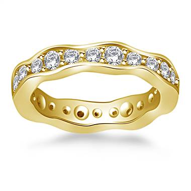 Wave Design Round Diamond Eternity Ring in 18K Yellow Gold (0.88 - 0.99 cttw.)