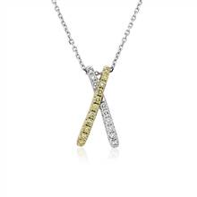 White and Yellow Diamond Crossover Pendant in 14k White and Yellow Gold (5/8 ct. tw.) | Blue Nile