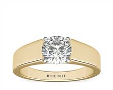 Wide Band Solitaire Engagement Ring In 18k Yellow Gold (5mm) | Blue Nile