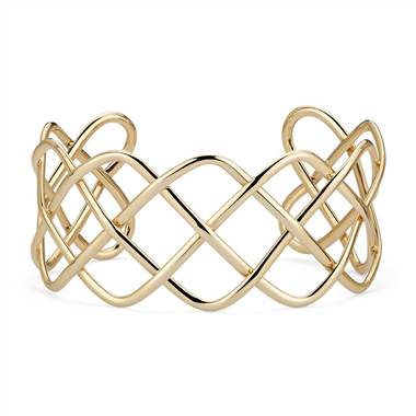 "Wide Braided Cuff in 14k Italian Yellow Gold"