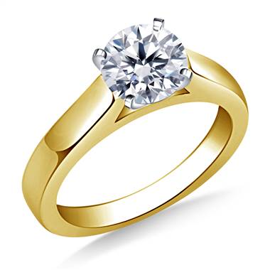 Wide Cathedral Solitaire Engagement Ring with Contoured Profile in 14K Yellow Gold(3.2 mm)