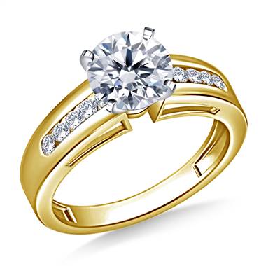 Wide Channel Set Round Diamond Engagement Ring in 14K Yellow Gold (1/5 cttw.)