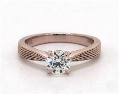 Wide Milgrain Yet Modern Solitaire Engagement Ring in 14K Rose Gold 3.00mm Width Band (Setting Price)