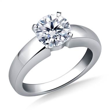 Wide Shank Solitaire Diamond Engagement Ring in 14K White Gold (4.0 mm)