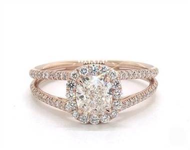 Wide Split Shank Halo Engagement Ring in 14K Rose Gold 2.40mm Width Band (Setting Price)