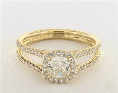 Wide Split Shank Halo Engagement Ring in 18K Yellow Gold 2.40mm Width Band (Setting Price)
