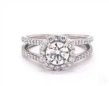 Wide Split Shank Halo Engagement Ring in Platinum 2.40mm Width Band (Setting Price) | James Allen