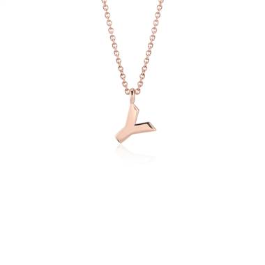 "Y" Mini Initial Pendant in 14k Rose Gold