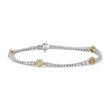 Yellow and White Diamond Floral Bracelet in 18k Yellow and White Gold (3 1/5 ct. tw.)