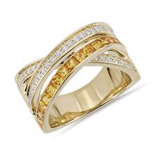 Yellow Sapphire and Diamond Crossover Ring in 14k Yellow Gold | Blue Nile