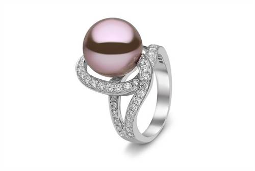 Yoko London for Ritani Freshwater Pearl Ring - in 18kt White Gold - (1.08 CTW)