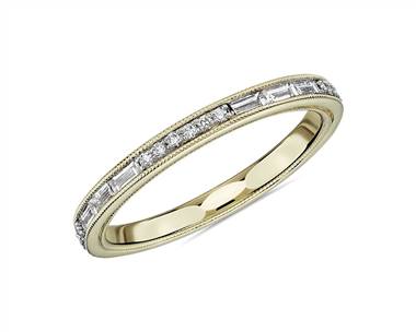 ZAC ZAC POSEN Baguette & Round Diamond Milgrain Edge Eternity Wedding Ring in 14k Yellow Gold (2 mm, 1/2 ct. tw.)