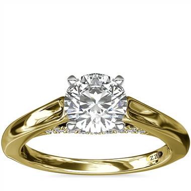 ZAC Zac Posen Curved Cathedral Solitaire Engagement Ring with Diamond Bridge Detail in 14k Yellow Gold (1/10 ct. tw.)