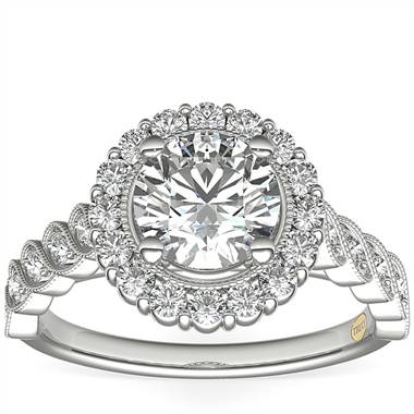 ZAC Zac Posen Milgrain Halo Diamond Twist Engagement Ring in 14k White Gold (3/8 ct. tw.)