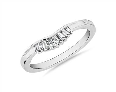 Zac Zac Posen Petite Baguette Diamond Tiara Curved Wedding Ring In 14k White Gold (2 mm, 1/8 ct. tw.)