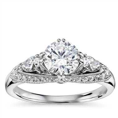 ZAC Zac Posen Vintage Three-Stone Diamond Engagement Ring in 14k White Gold (1/2 ct. tw.)