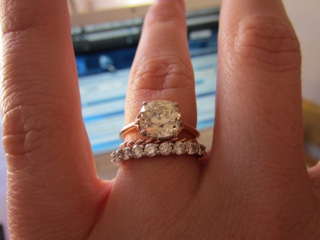 Diamond Color - O-P Solitaire paired with F-G Eternity