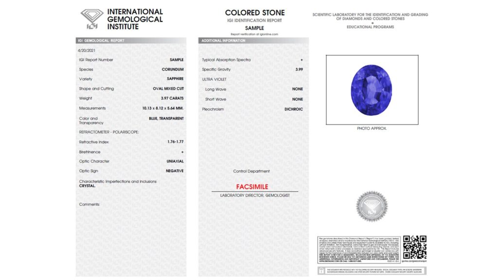 IGI Colored Stone Report