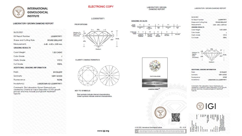 IGI Lab Grown Diamond Report