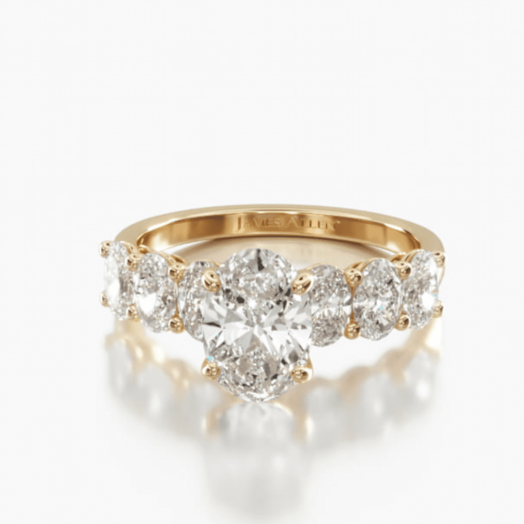 14K Yellow Gold Oval Side Stone Diamond Engagement Ring at James Allen