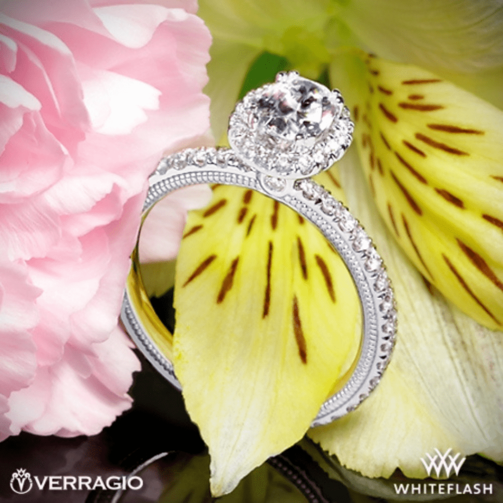 14k White Gold Verragio Tradition TR150HOV Diamond Oval Halo Engagement Ring at Whiteflash