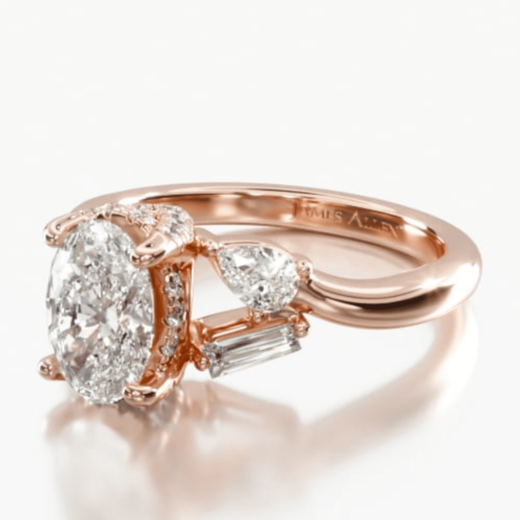 14K Rose Gold Baguette Pear Diamond Hidden Halo Engagement Ring at James Allen