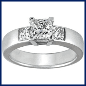 Bar Set Princess Cut Diamond Engagement Ring