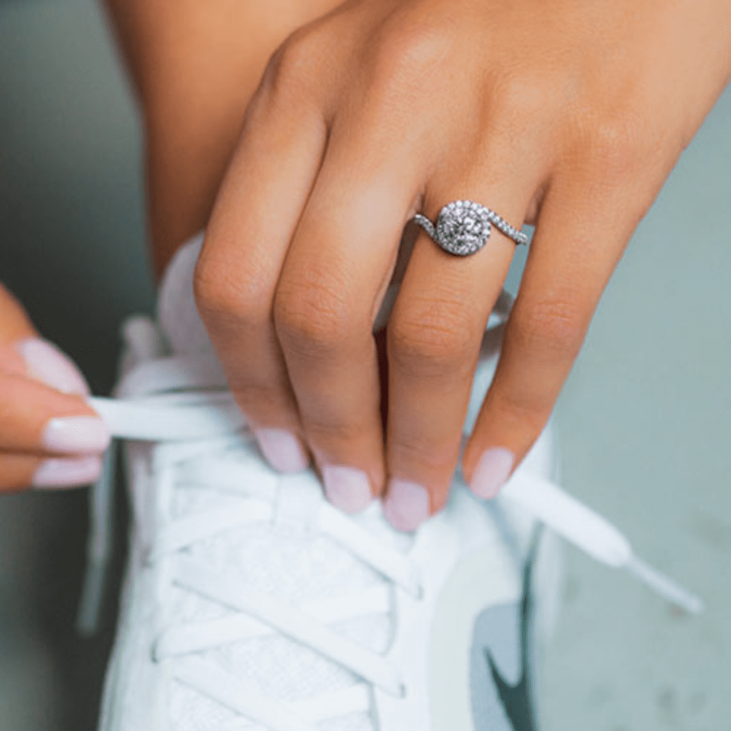 14K White Gold Abbraccio Swirl Engagement Ring Style#: AE100 By Danhov