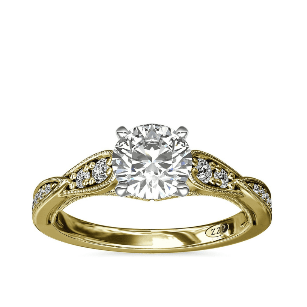 ZAC ZAC POSEN Vintage Milgrain Scalloped Diamond Engagement Ring in 14k Yellow Gold