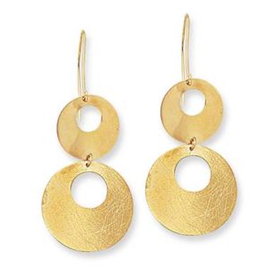 Dangling earrings set in 14K yellow gold at B2C Jewels 