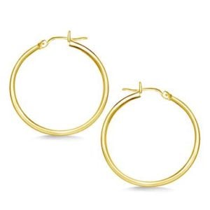 Classic hoop earrings set in 14K yellow gold at B2C Jewels 