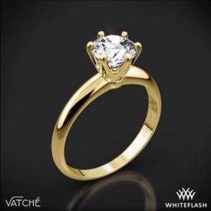 Vatche six prong solitaire engagement ring set in 18K yellow gold at Whiteflash 