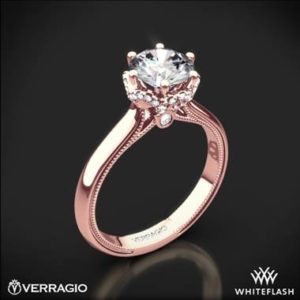 Verragio classic solitaire engagement ring set in 20K rose gold at Whiteflash 