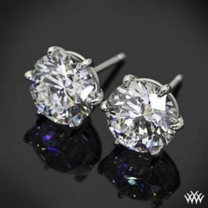 Six prong martini earrings set in 18K white gold at Whiteflash 