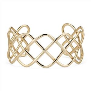 Wide braided cuff set in 14K yellow gold at Blue Nile 