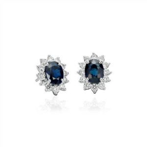 Sapphire and diamond earrings set in 18K white gold at Blue Nile