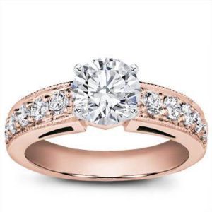 Large milgrain and pave engagement setting at Adiamor 