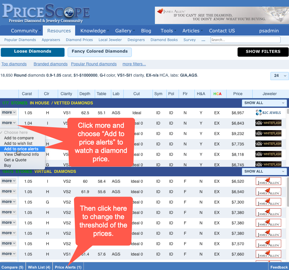 Diamond Search - Price alerts email configuration