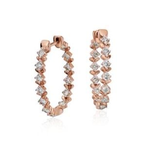 Studio rose petal large diamond hoop set in 18K rose gold at Blue Nile 