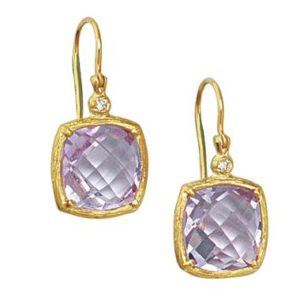 Amethyst earrings set in 14K yellow gold at B2C Jewels