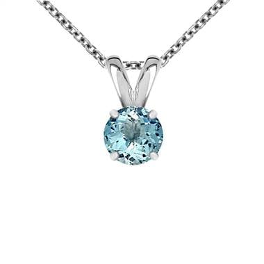 Genuine aquamarine solitaire pendant set in 14K white gold at B2C Jewels