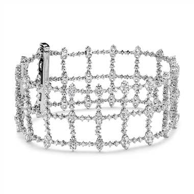 Diamond trelliage bracelet set in 18K white gold at Blue Nile 