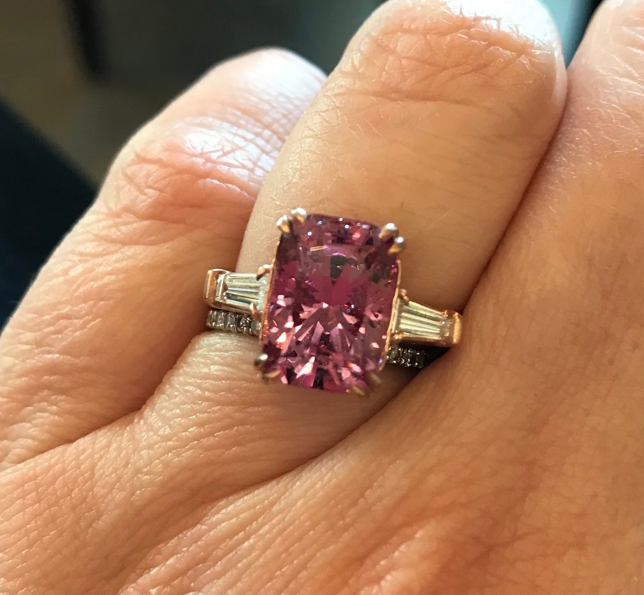 NKOTB posted this big pop of pink Tajik spinel on the Show Me the Bling forum at PriceScope! I don't know what it looks like where you are, but through my windows it has been endless grey for what seems like a really long time. I needed this bright pink blast in my day, we need some Spring colors in our lives!