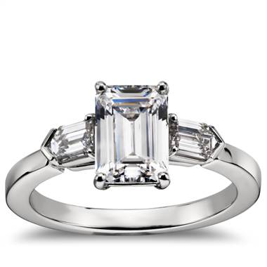 Tapered bullet diamond engagement ring set in platinum at Blue Nile 