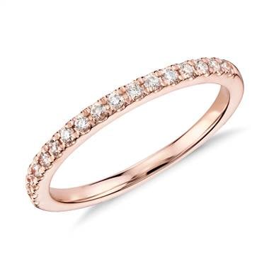 Monique Lhuillier pave diamond ring set in 18K rose gold at Blue Nile