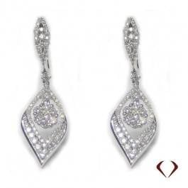 Interesting style calls for interesting earrings, diamond hanging earrings set in 18K white gold at I.D. Jewelry