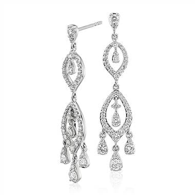 Diamond chandelier drop earrings set in 14K white gold at Blue Nile