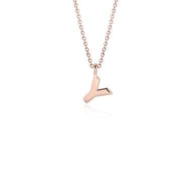 “Y” mini initial pendant necklace in 14K rose gold at Blue Nile