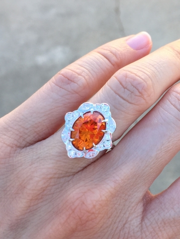 ForteKitty originally posted this unbelievably gorgeous Nambian garnet ring on the Show Me the Bling forum at PriceScope. Whoa, that color! What an incredibly intense hue, it’s too fabulous for words!